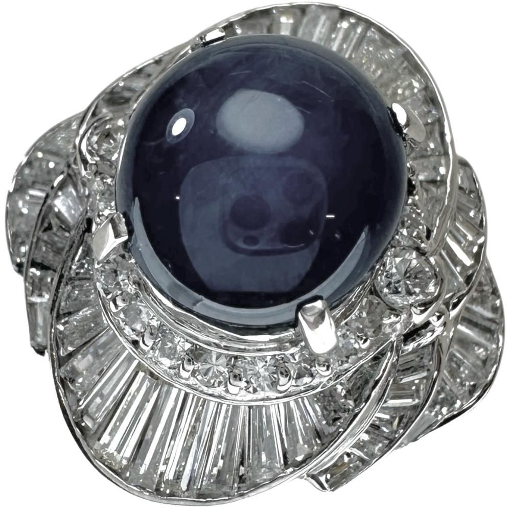 9.5号 スターサファイア 5.74ct ダイヤモンド 1.36ct リング・指輪