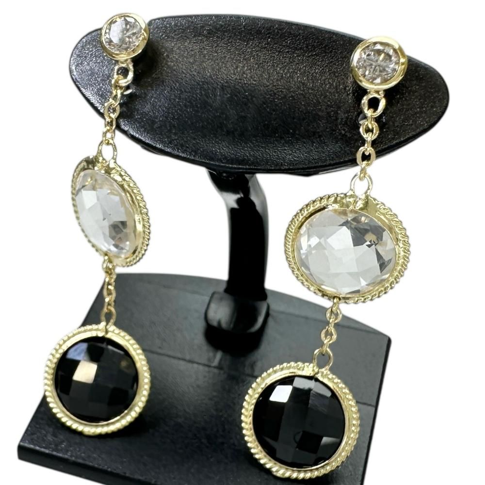 オニキス クォーツ ピアス K 18ゴールド 18金 3.4 g レディース NN