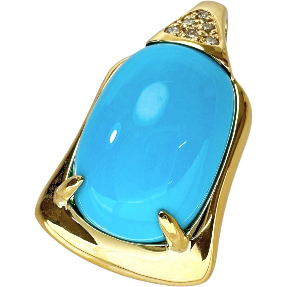 トルコ石 9.61ct ダイヤモンド 0.06ct ペンダントトップ K18ゴールド