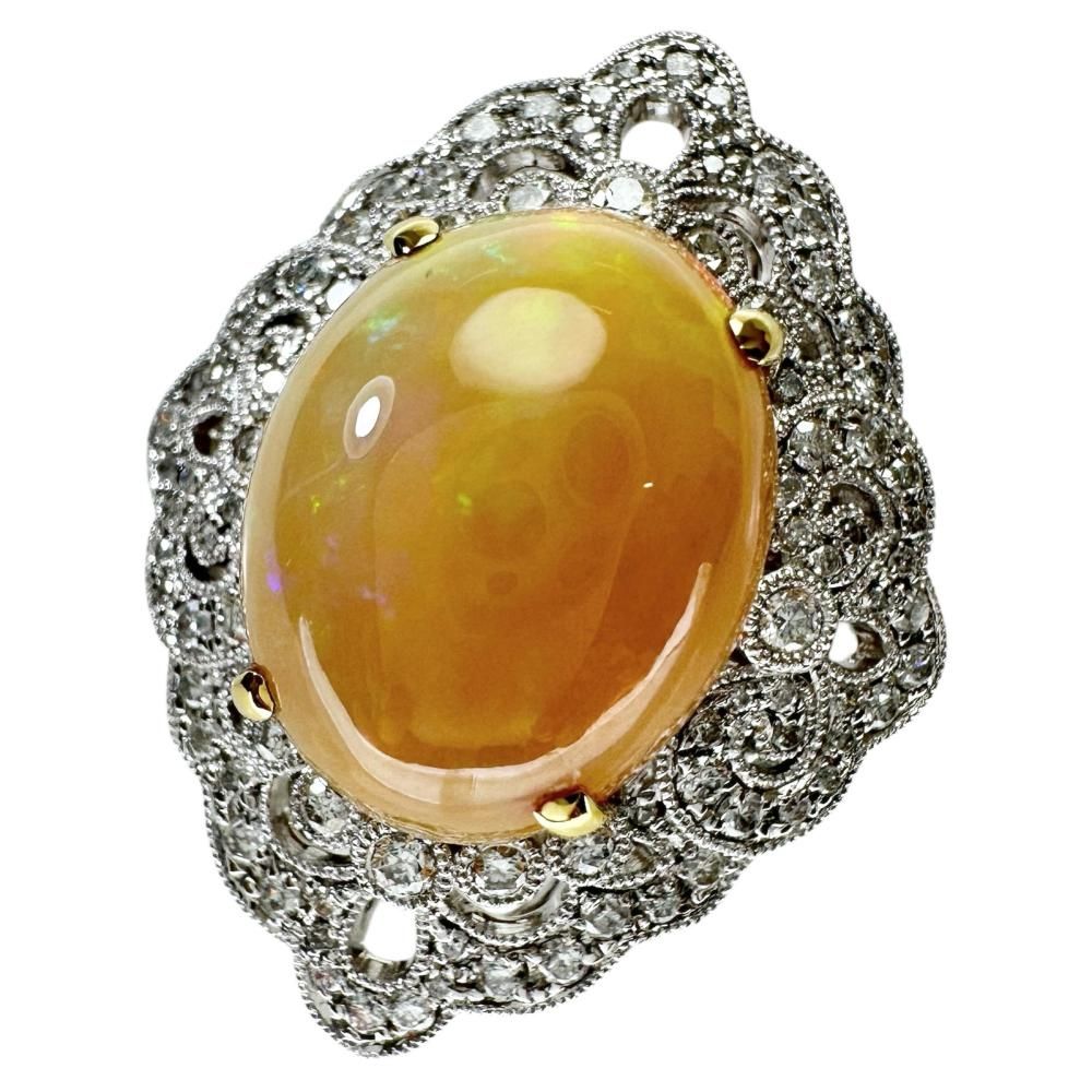 9.5号 オパール 5.70 ct ダイヤモンド 0.60 リング 指輪 K 18 WGホワイトゴールド 18金 YGイエローゴールド 9.1 g レディース NN