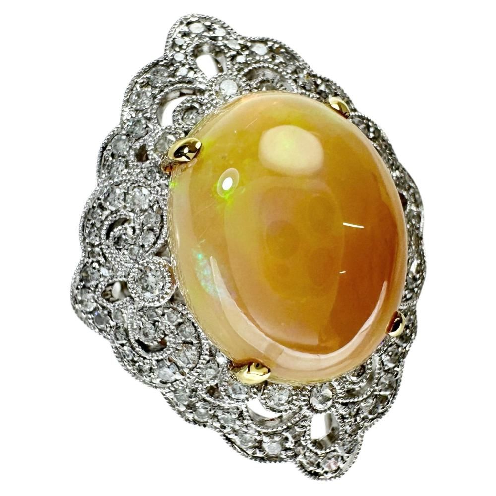9.5号 オパール 5.70 ct ダイヤモンド 0.60 リング 指輪 K 18 WGホワイトゴールド 18金 YGイエローゴールド 9.1 g レディース NN