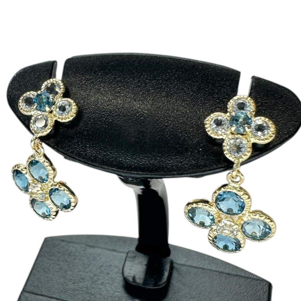 フラワーモチーフ ブルートパーズ 2カラー ピアス K 18ゴールド 18金 1.1 g レディース NN