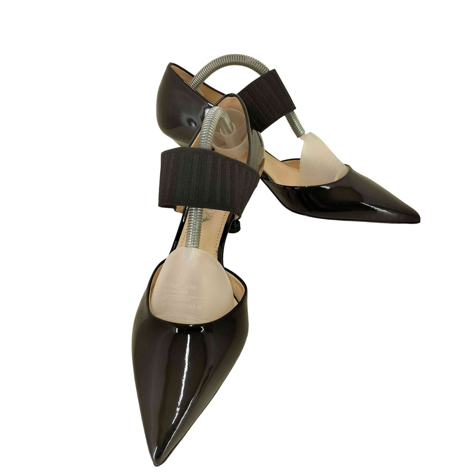 プラダ PRADA ゴムストラップ ポインテッドトゥ エナメルパンプス