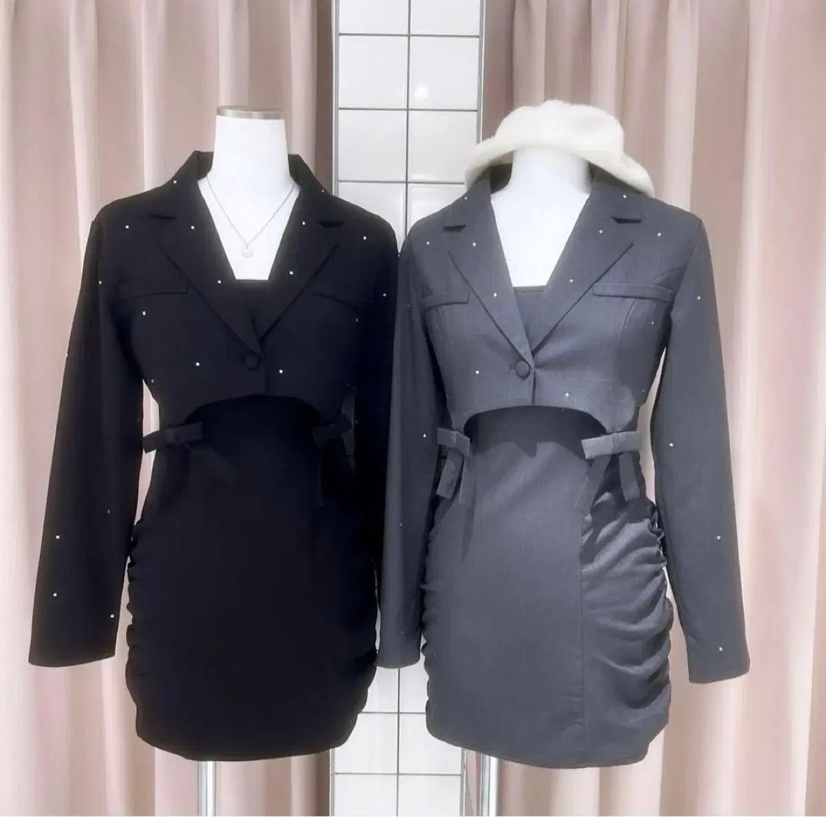 バブルズ バブルス ガーター リー LEE リボン ジャケット ワンピース セットアップ グレー