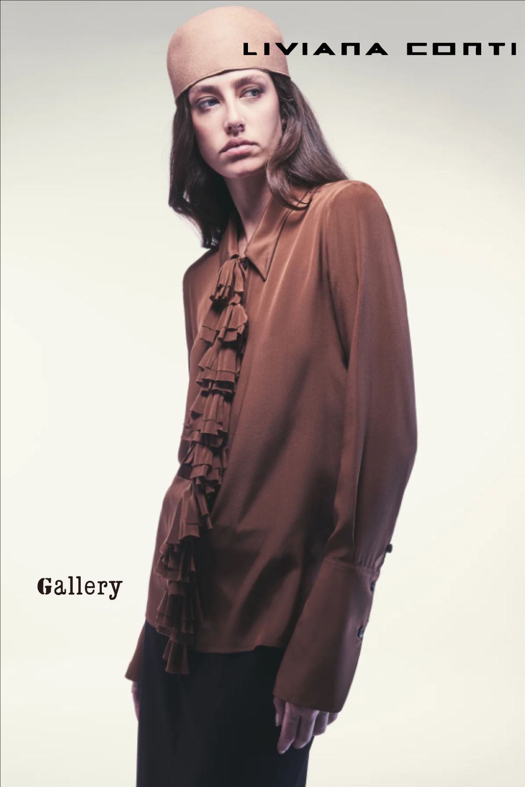 ♥ い LIVIANA CONTI リヴィアナコンティ シルクブラウス フリルブラウス サテンブラウス フォーマル パーティー オケージョン