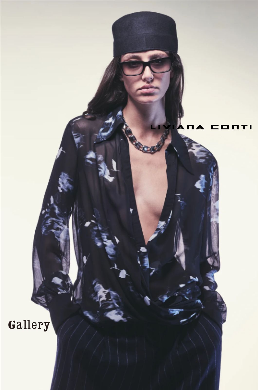 い LIVIANA CONTI リヴィアナコンティ シアーブラウス カシュクール パーティー フォーマル モード シアーシャツ