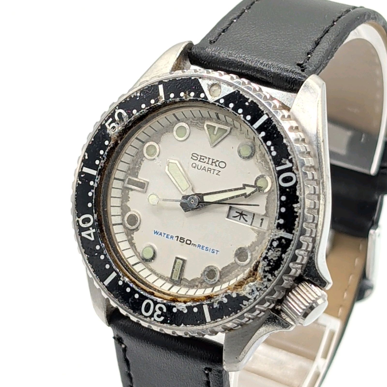SEIKO 6458-600B Watch QZ Diver's Silver Y2K 00S 15ATM Day-Date