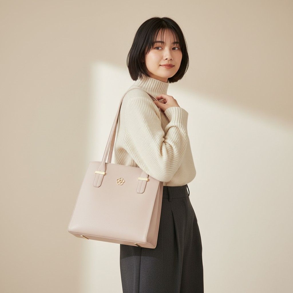 MARYQUANT マリークワント トランスフォームアウトラインデイジー ライラックグレー トートバッグ ピンク 肩掛け可 縦長