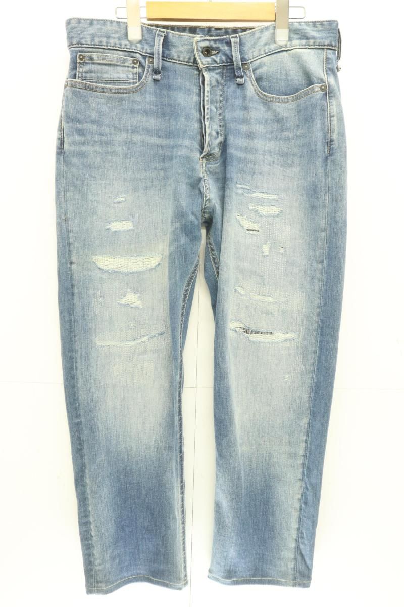 メンズ DENHAM CROP LOW CROTCH FIT ペイント加工 デニム