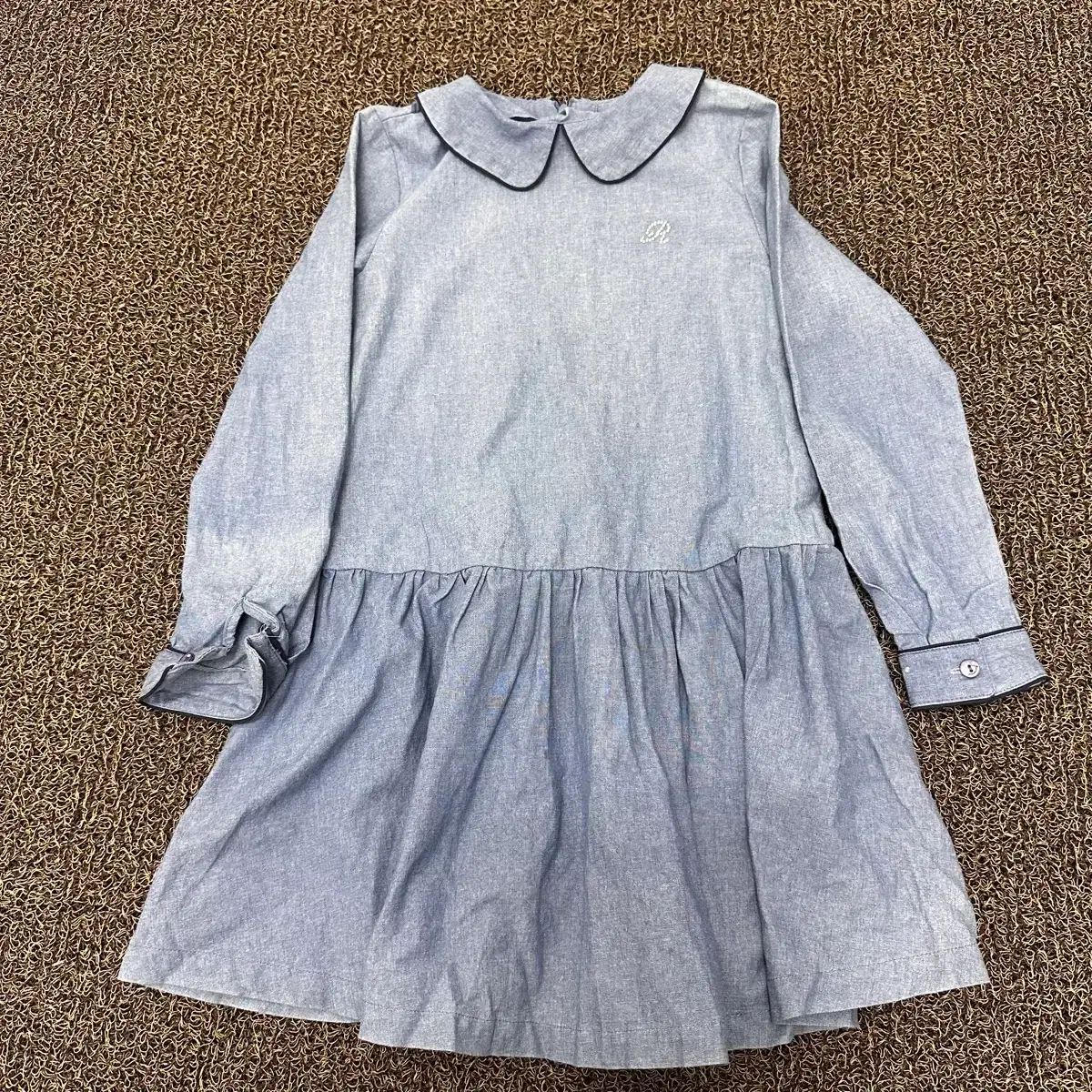 【得価，定番人気】 レノマ キッズ ONE PIECE デニム カラー キー 130 サイズ 長袖 ワンピース