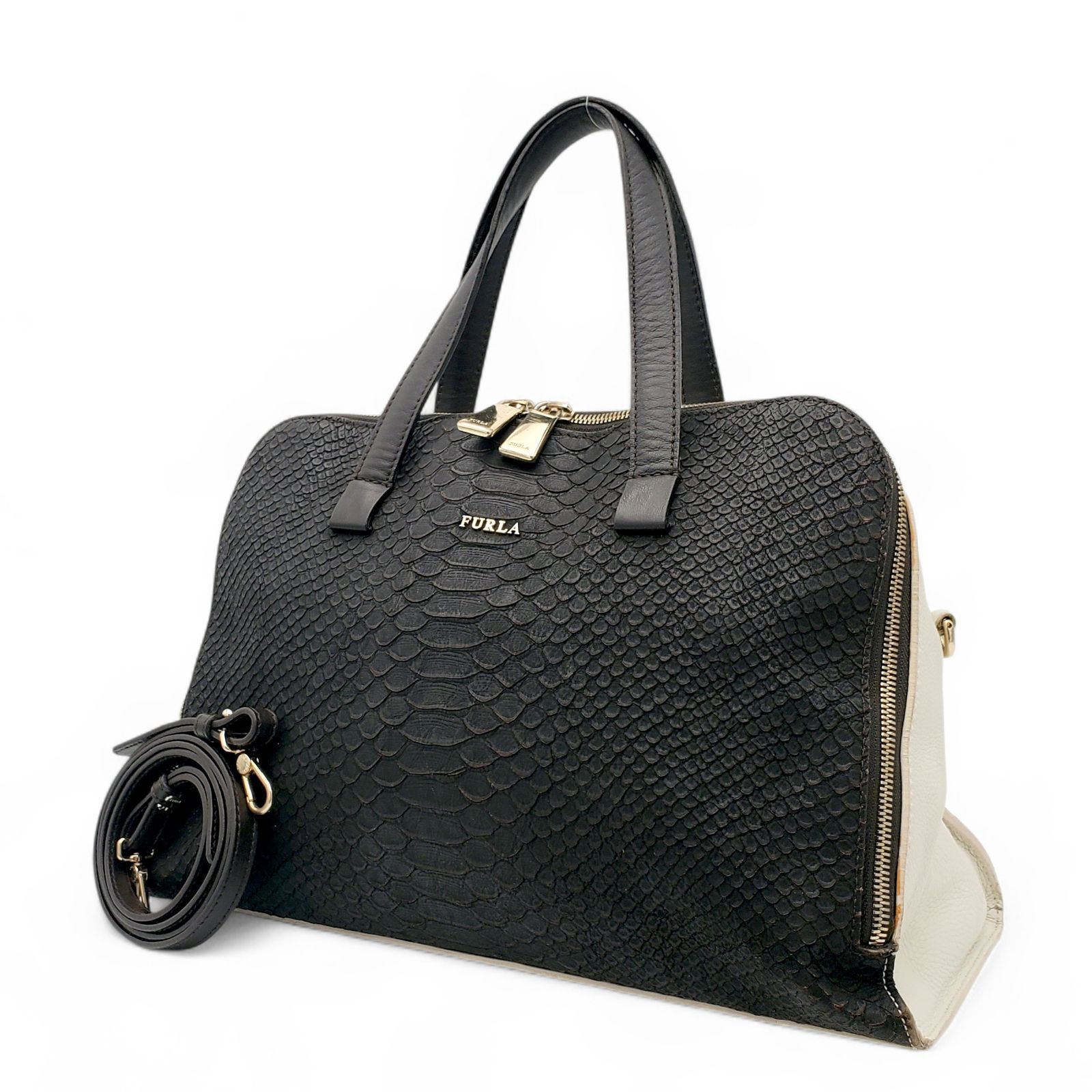 FURLA フルラ ショルダーバッグ ハンドバッグ 2way パイソン レザー 本
