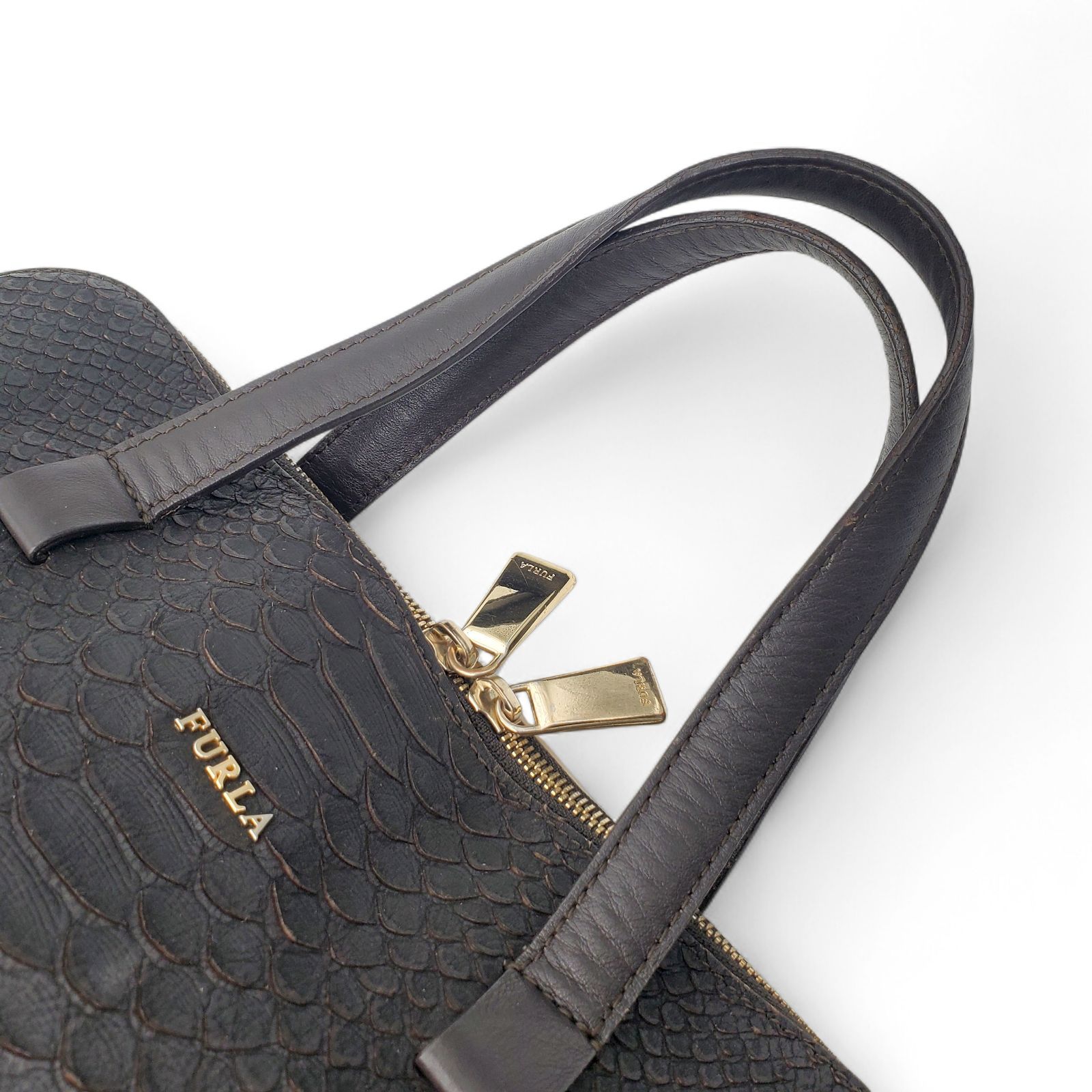 FURLA フルラ ショルダーバッグ ハンドバッグ 2way パイソン レザー 本 