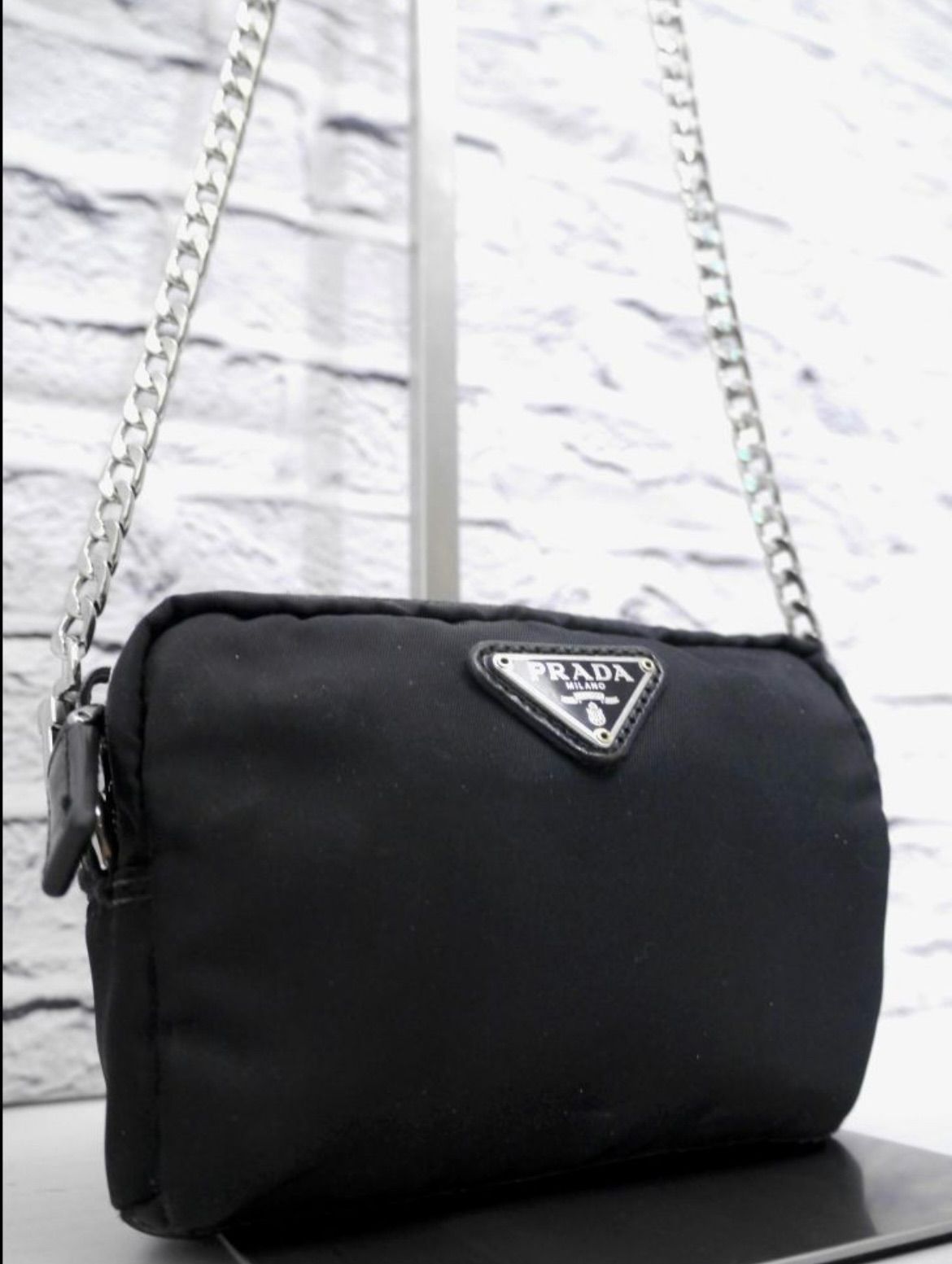 ◇ PRADA プラダ ナイロンxレザー クロスボディ チェーンストラップ