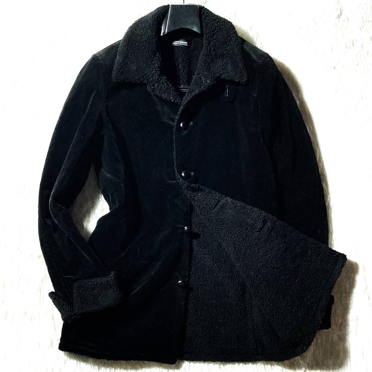 RUDE GALLERY☆希少色オール黒☆ボア ランチコート ジャケット 光沢