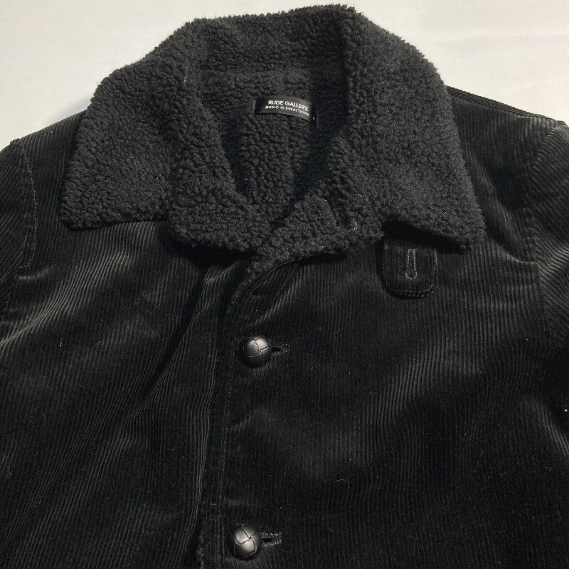 RUDE GALLERY☆希少色オール黒☆ボア ランチコート ジャケット 光沢