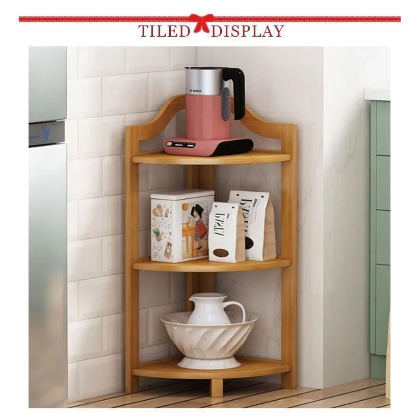 新品?未使用】 コーナーラック 木製 3段 本棚 コーナーシェルフ 多目的