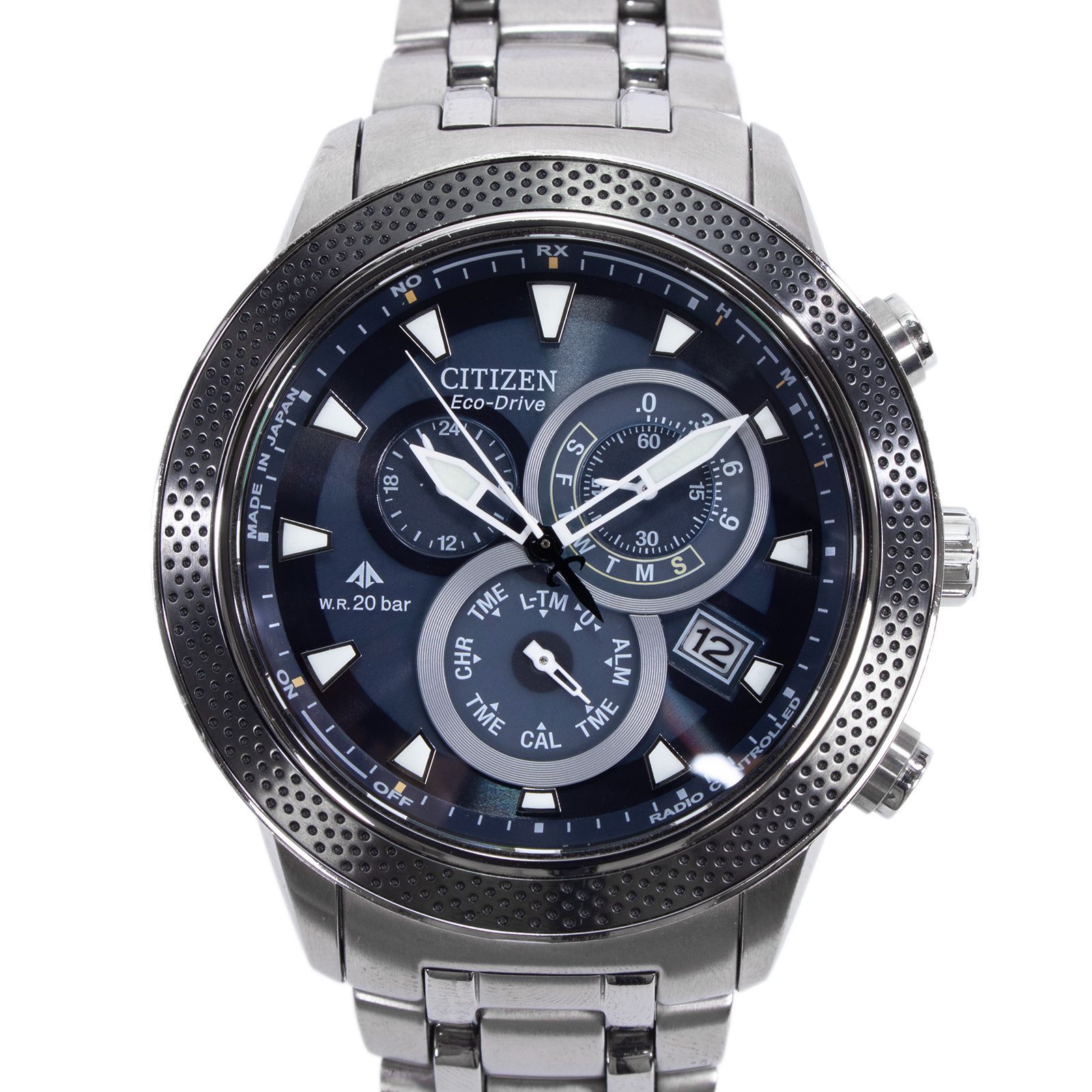 シチズン 腕時計 ソーラー電波 3針 メンズ プロマスター E 610-T 010920 PMP 56-2941 グレーブルー 黒 ブラック クロノグラフ エコドライブ ロゴ 大きい 重厚感 ブランド 珍しい おしゃれ X 438