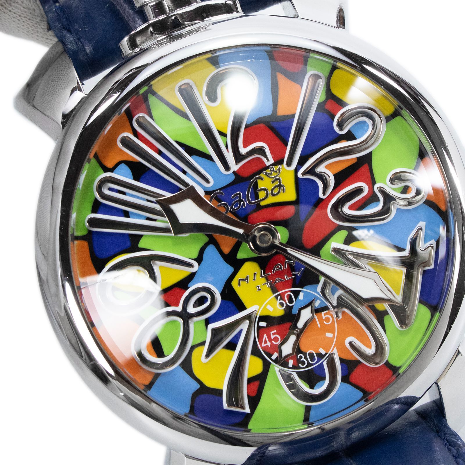 【美品】 ガガミラノ 腕時計 女 クォーツ マヌアーレ マニュアーレ 幾何学 送料無料 ガガミラノ 腕時計 手巻き メンズ レディース マヌアーレ48mm