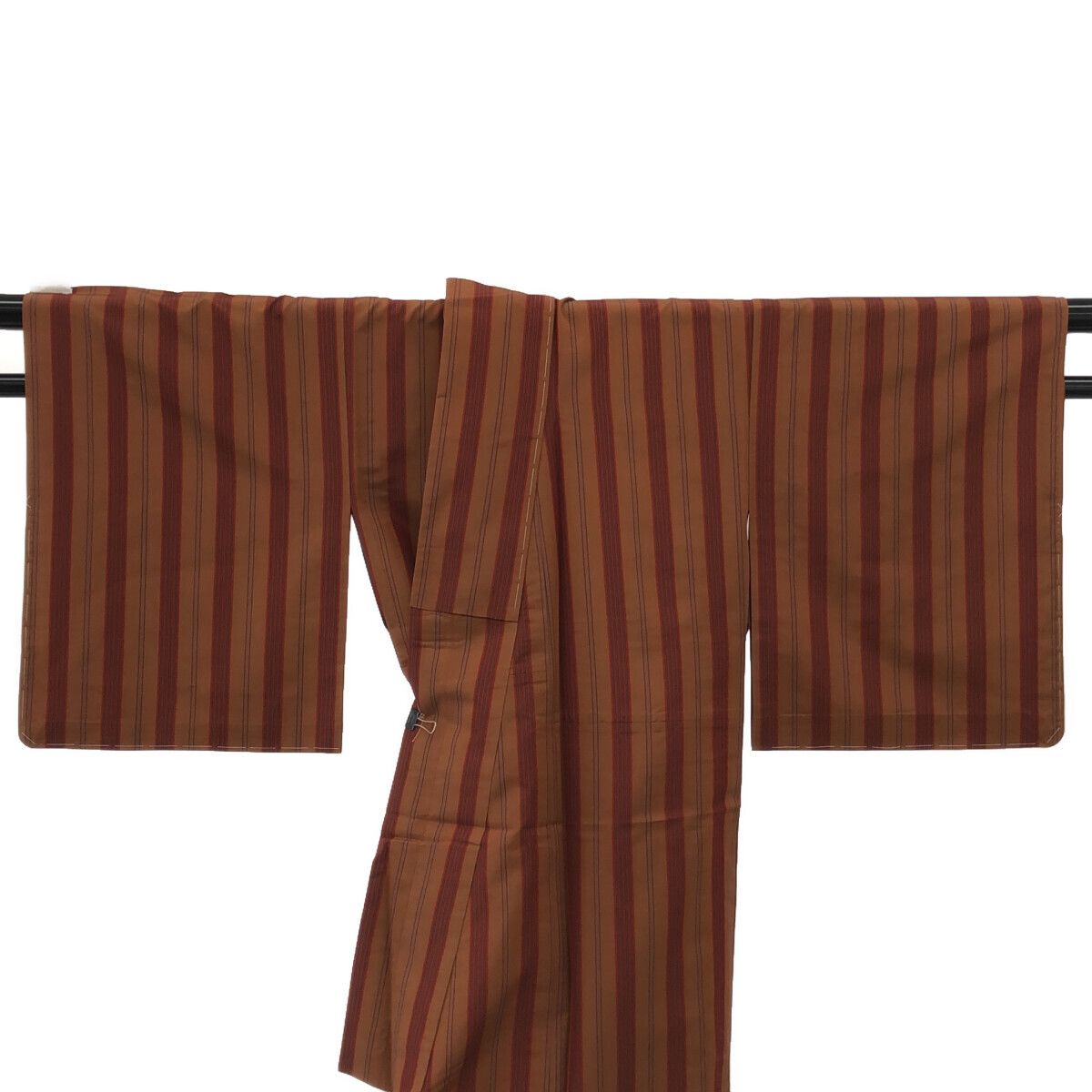 紬/茶色/縞/未使用品/単衣/仕立上がり/適応身長147～153㎝/12025