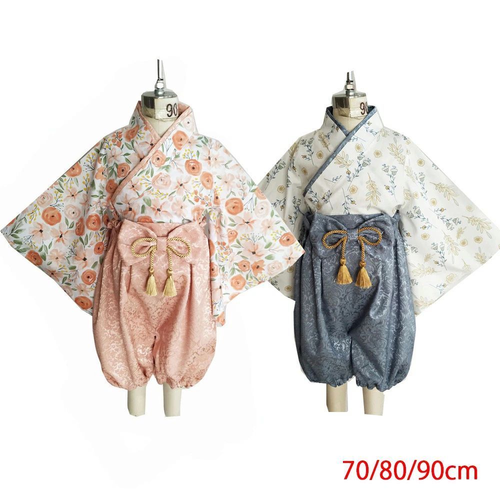 超激得，限定セール ベビー服 袴 ロンパース 着物 和装 女の子 男の子 フォーマル 赤ちゃん お宮参り 百日祝 初節句 和服ロンパース カバーオール 出産祝い ベビー袴 70 80 90 ベージュ ブルー ピンク その他