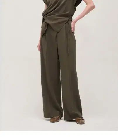 タイム TIME アシンメトリック ベルト付き ピンタック ワイド パンツ 66 25 SS