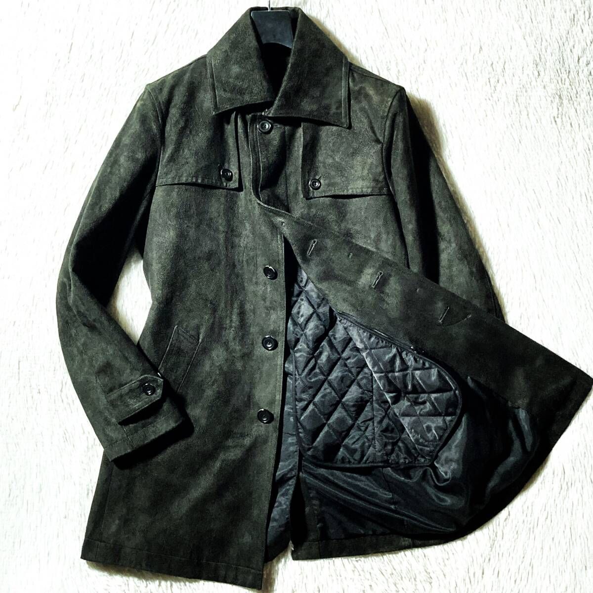 トルネードマート/マイクロスエードシングルトレンチコート/レザー調/ブラック/L トルネードマート☆17AW☆マイクロスエード トレンチコート ジャケット