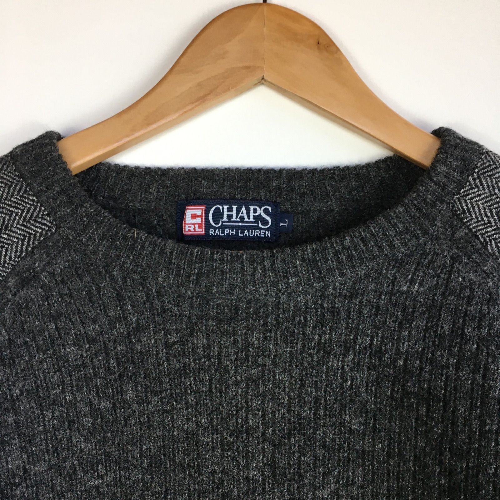 90年代 チャップスラルフローレン ウールセーター メンズ L グレー