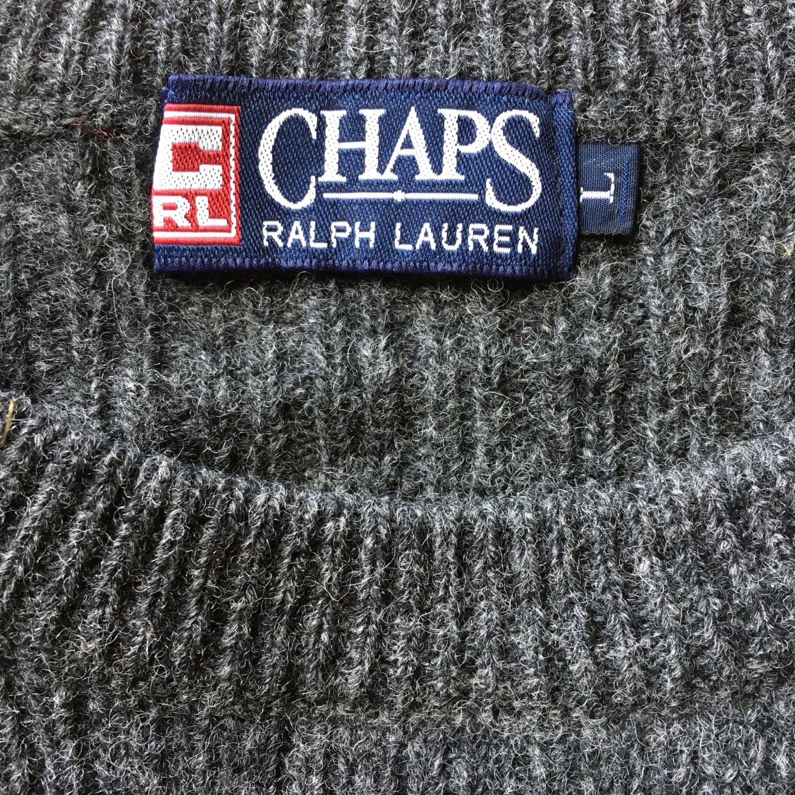 90年代 チャップスラルフローレン ウールセーター メンズ L グレー