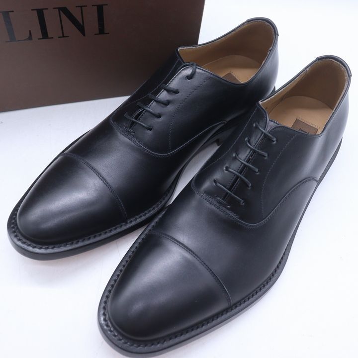 ポリーニ ドレスシューズ ストレートチップ ビジネスシューズ ブランド 紳士靴 イタリア製 黒 メンズ 8サイズ ブラック POLLINI