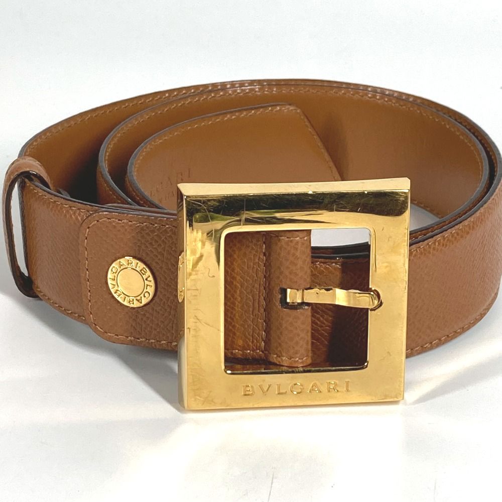 BVLGARI ブルガリ ベルト ロゴ スクエアバックル レザー ブラウン