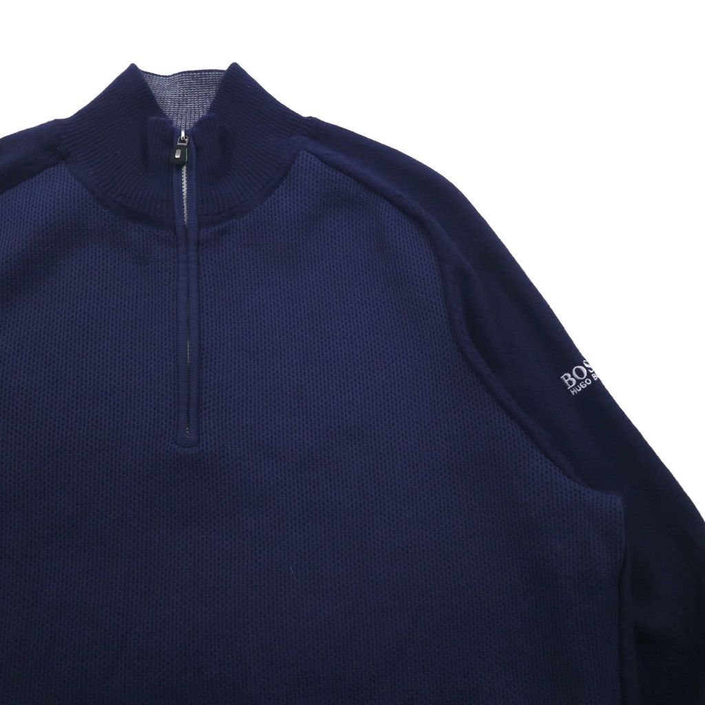 HUGO BOSS トルコ製 ハーフジップ ニット セーター XL ネイビー ウール