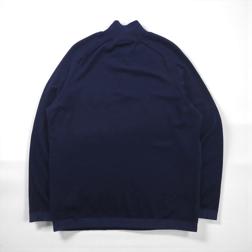 HUGO BOSS トルコ製 ハーフジップ ニット セーター XL ネイビー ウール
