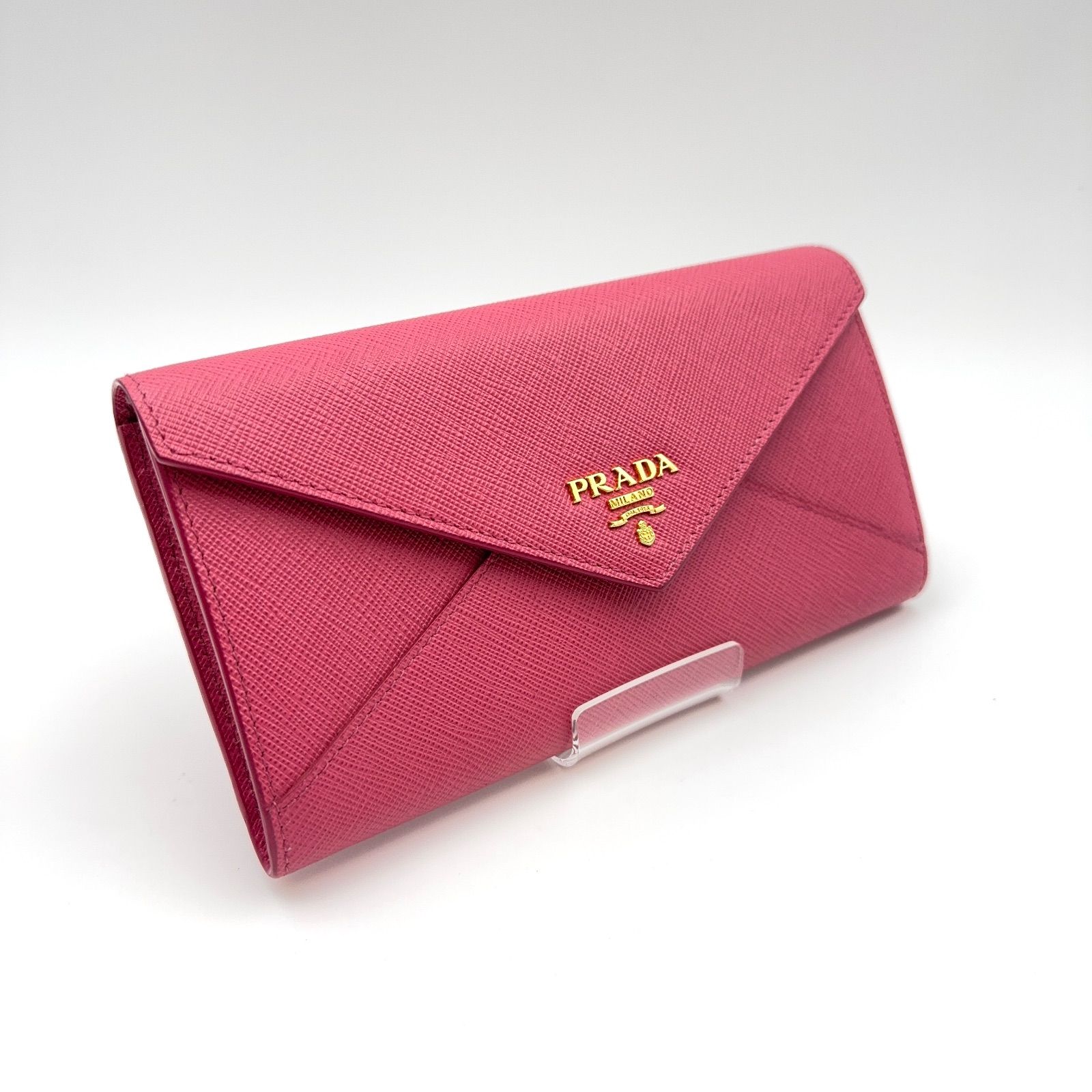 プラダ 長財布 サフィアーノ レザー ゴールド ロゴ パスケース付 ピンク PRADA プラダ長財布 1MH037-2E3K-F0505 サフィアーノ レター パス