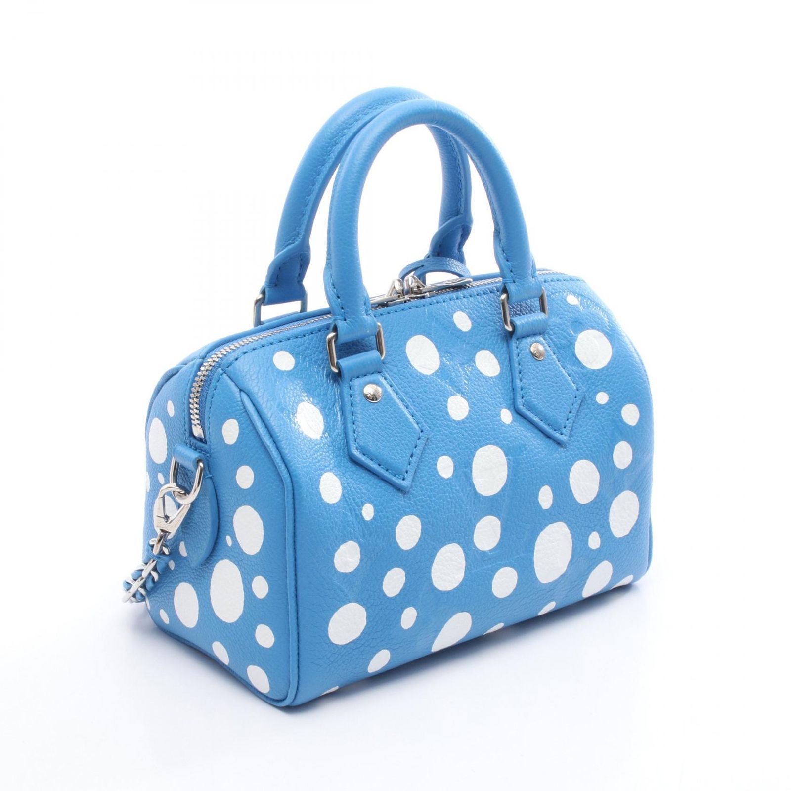 ルイ ヴィトン LOUIS VUITTON ハンドバッグ × yayoi kusama スピーディ バンドリエール20 インフィニティドット M 46425 ブルー ブロン レザー LV×YK