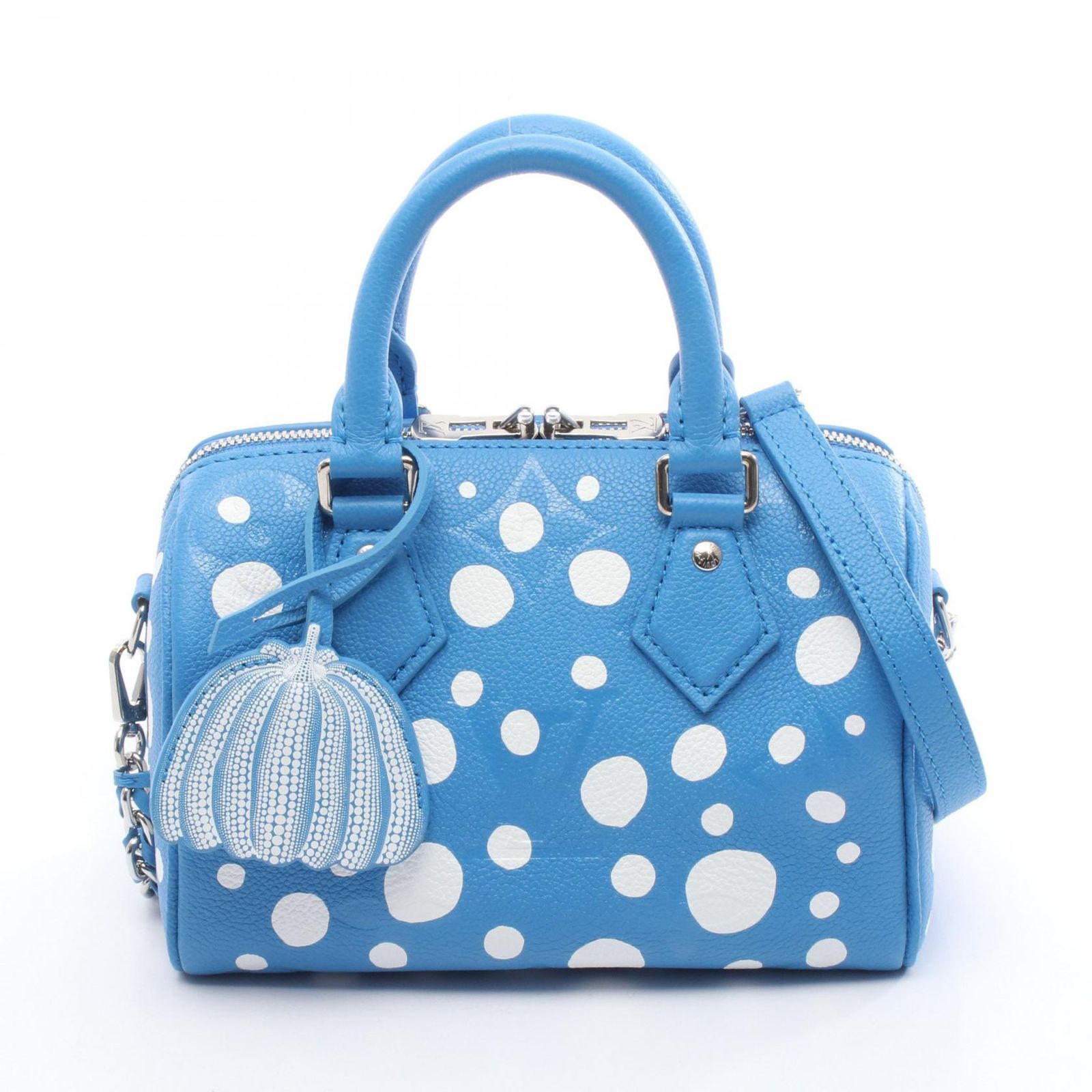 ルイ ヴィトン LOUIS VUITTON ハンドバッグ × yayoi kusama スピーディ バンドリエール20 インフィニティドット M 46425 ブルー|ブロン レザー LV×YK