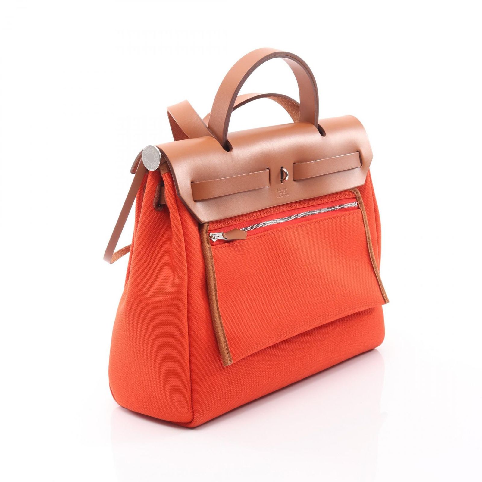 エルメス HERMES ハンドバッグ エールバッグジップPM ルトゥルネ カプシーヌ ナチュラル キャンバス レディース