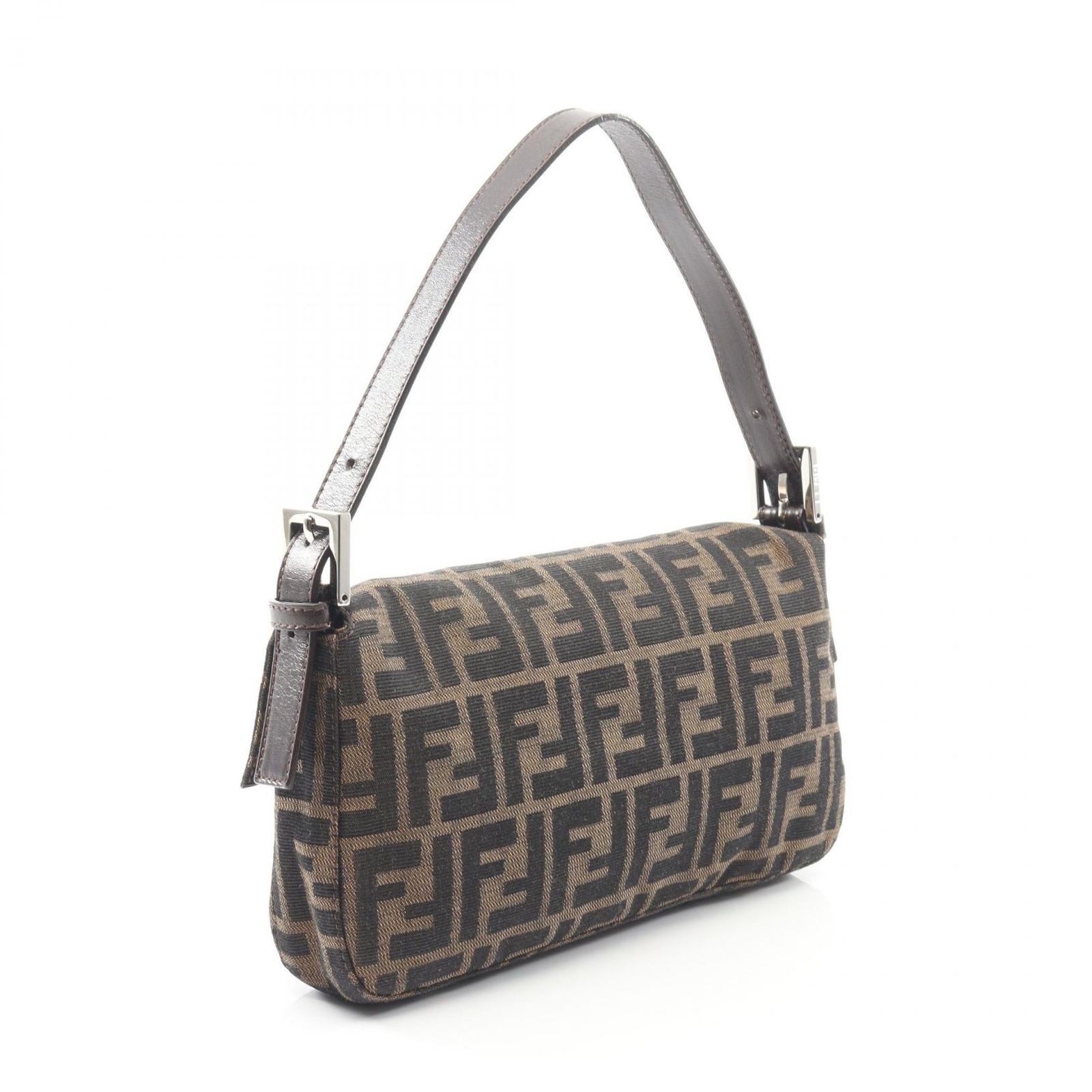 フェンディ FENDI ハンドバッグ マンマバケット ズッカ ブラック ブラウン キャンバス レザー レディース A