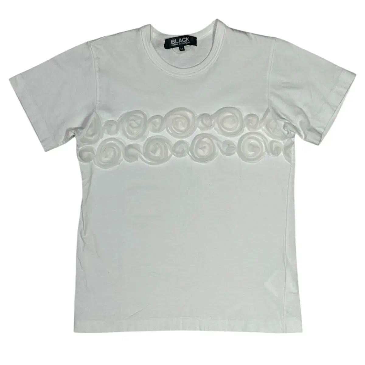 2015 コム デ ギャルソン 立体 シフォン ローズ デザインテープ 半袖 Tシャツ