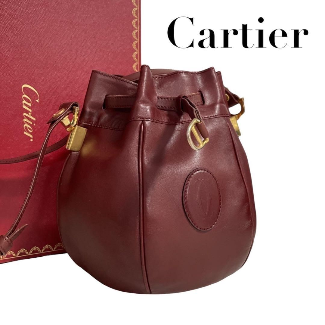 カルティエ マストライン 巾着 ショルダーバッグ ボルドー 5321 - メルカリ