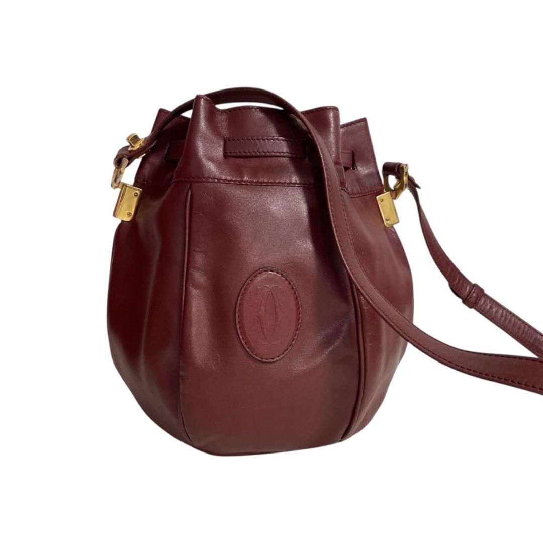 カルティエ マストライン 巾着 ショルダーバッグ ボルドー 5321 - メルカリ