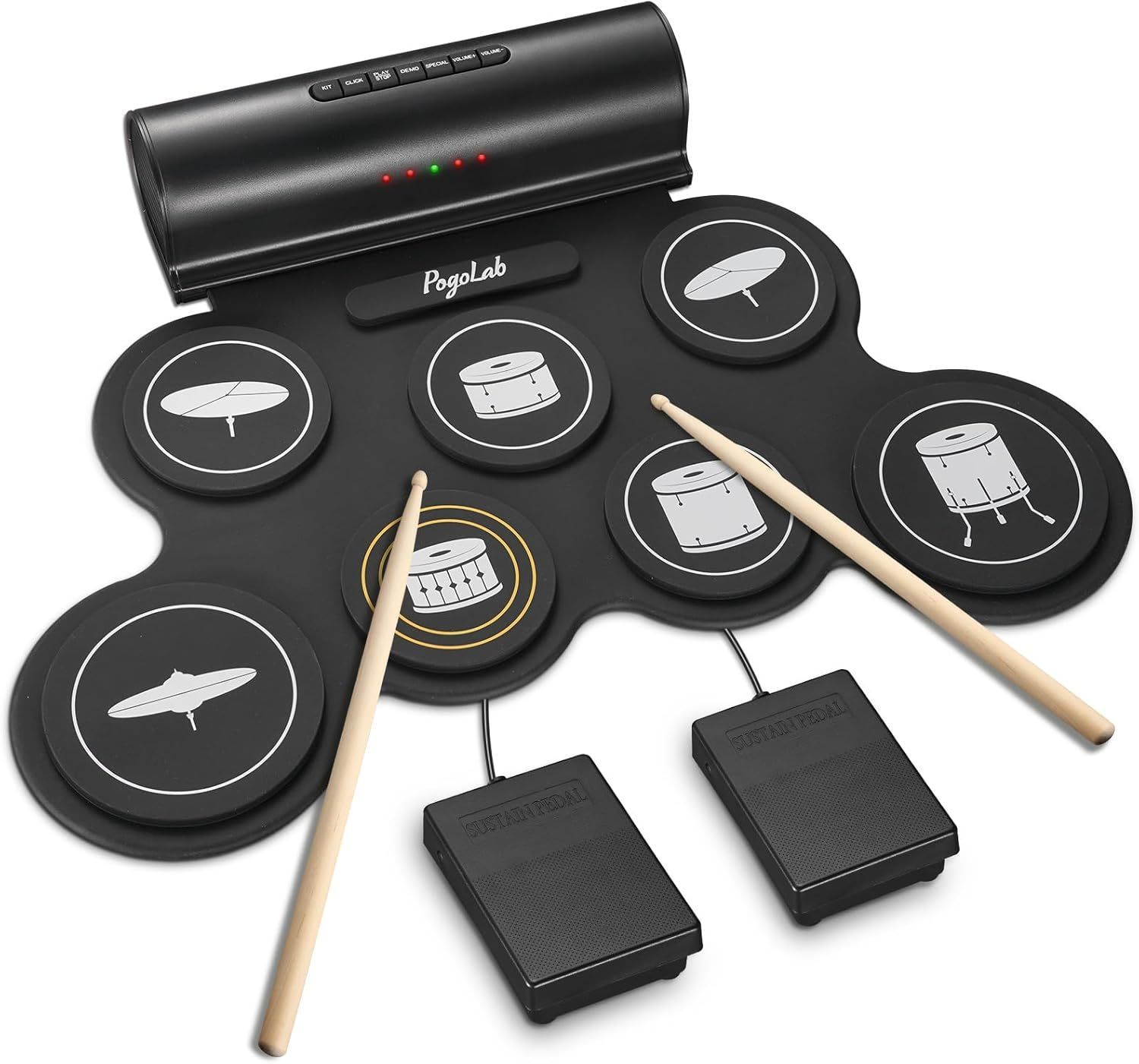 電子ドラムセット 7パッド ドラムキット Bluetooth機能付き ロール