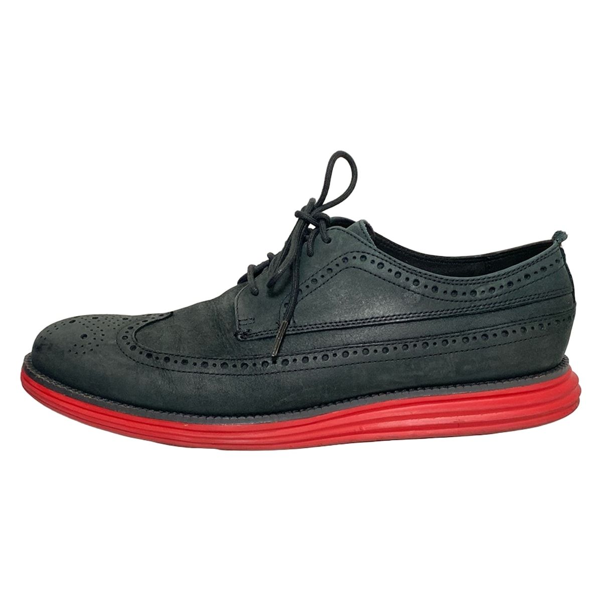 COLE HAAN コールハーン シューズ 9 1 2 M メンズ - 黒×レッド ウィングチップ