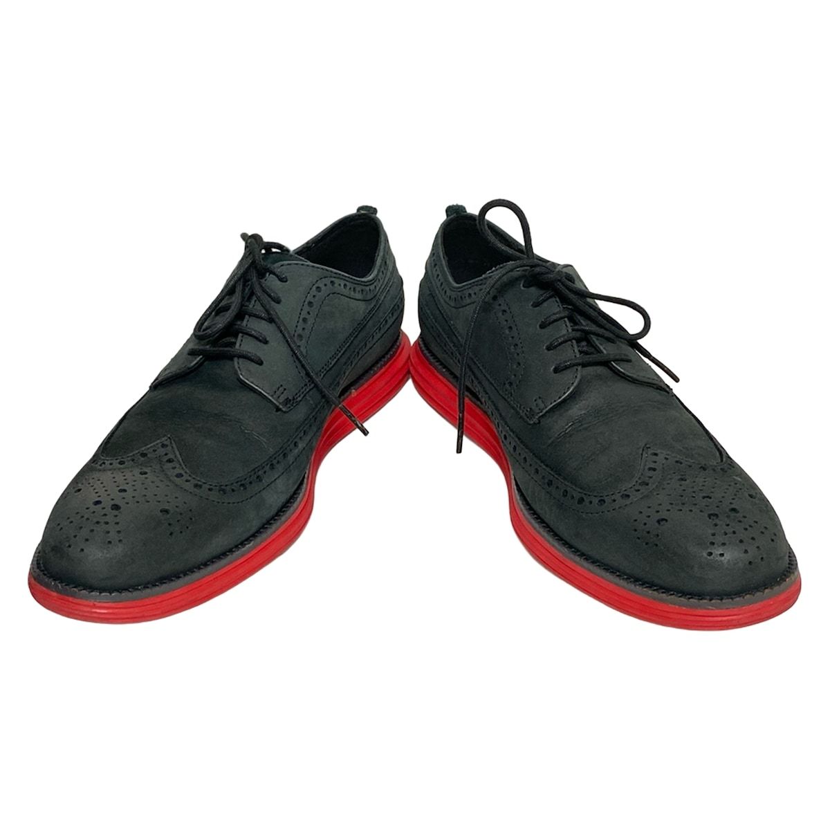 COLE HAAN コールハーン シューズ 9 1 2 M メンズ - 黒×レッド ウィングチップ