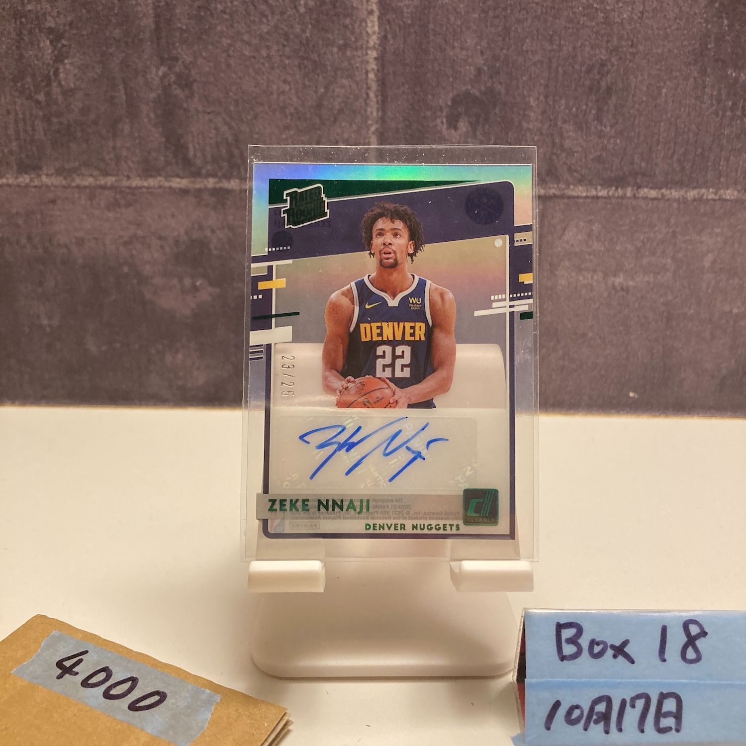 2020 Panini Clearly Donruss Zeke Nnaji 23/25 直筆サインカード
