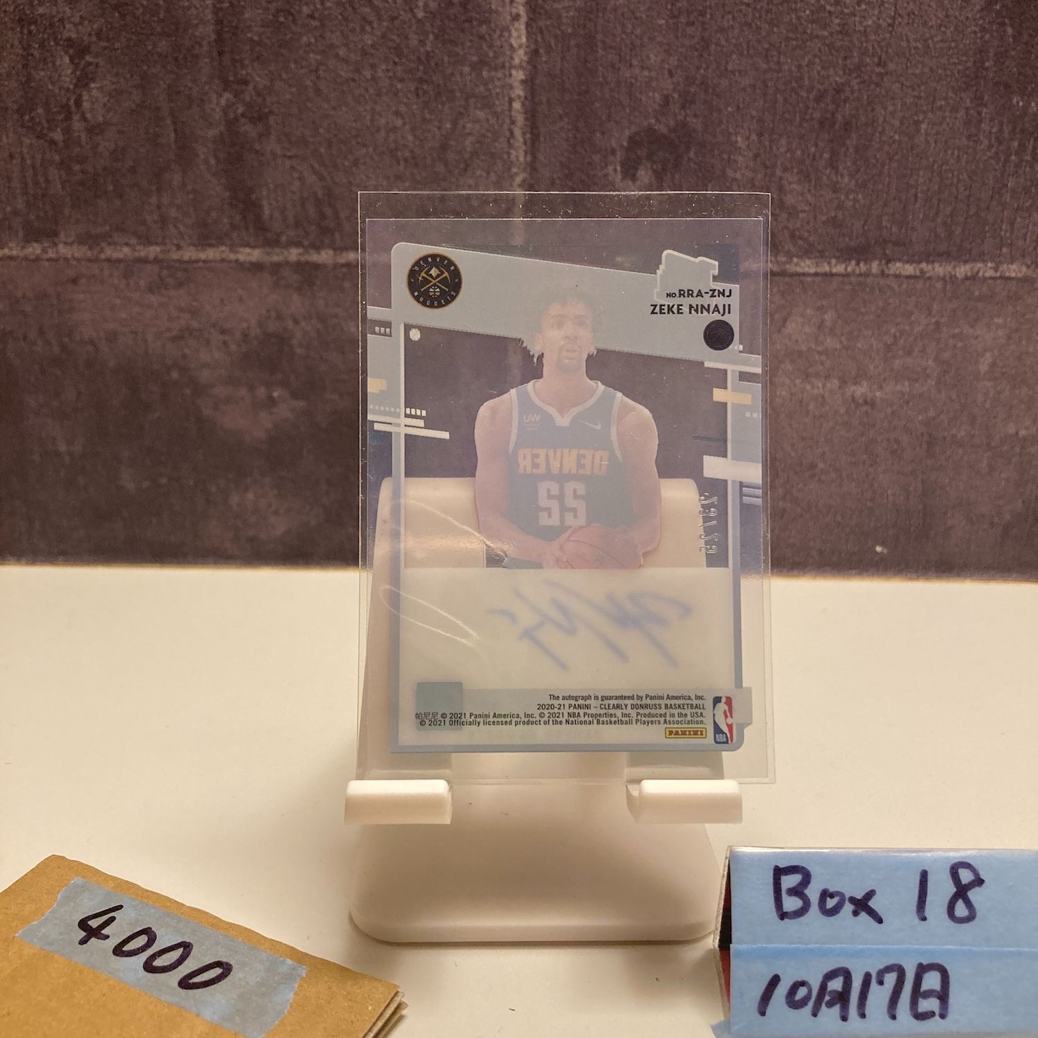 2020 Panini Clearly Donruss Zeke Nnaji 23/25 直筆サインカード