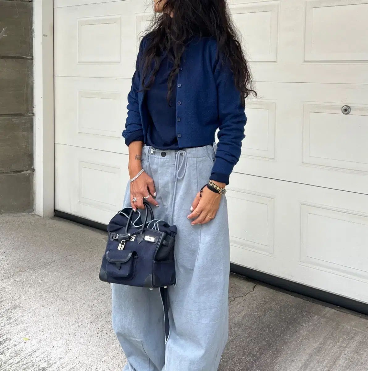 ブールーハッハ brouhaha ヴィンテージ ウォッシュコットン パンツ ブルーグレー S