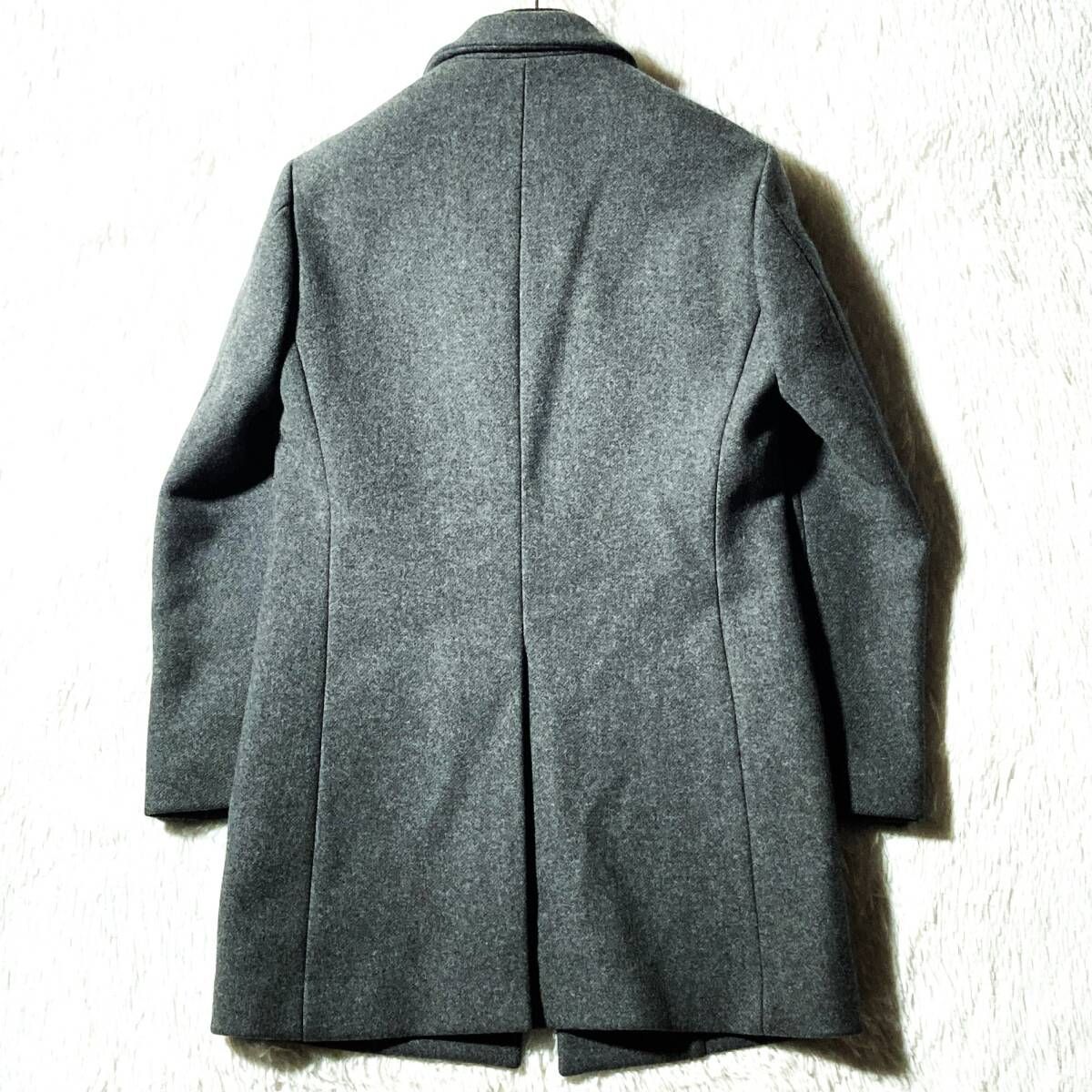 EDIFICE☆美ライン&上質☆ウール100%メルトン チェスターコート 裏地