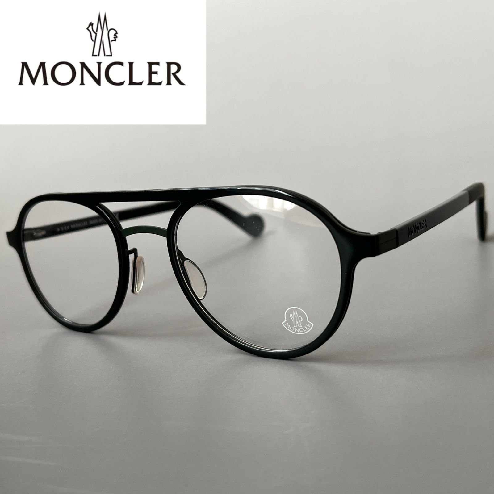 モンクレール メガネ ティアドロップ ツーブリッジ 軽量 モスグリーン 緑 モンクレール メガネ MONCLER ティアドロップ 眼鏡 ツーブリッジ モス