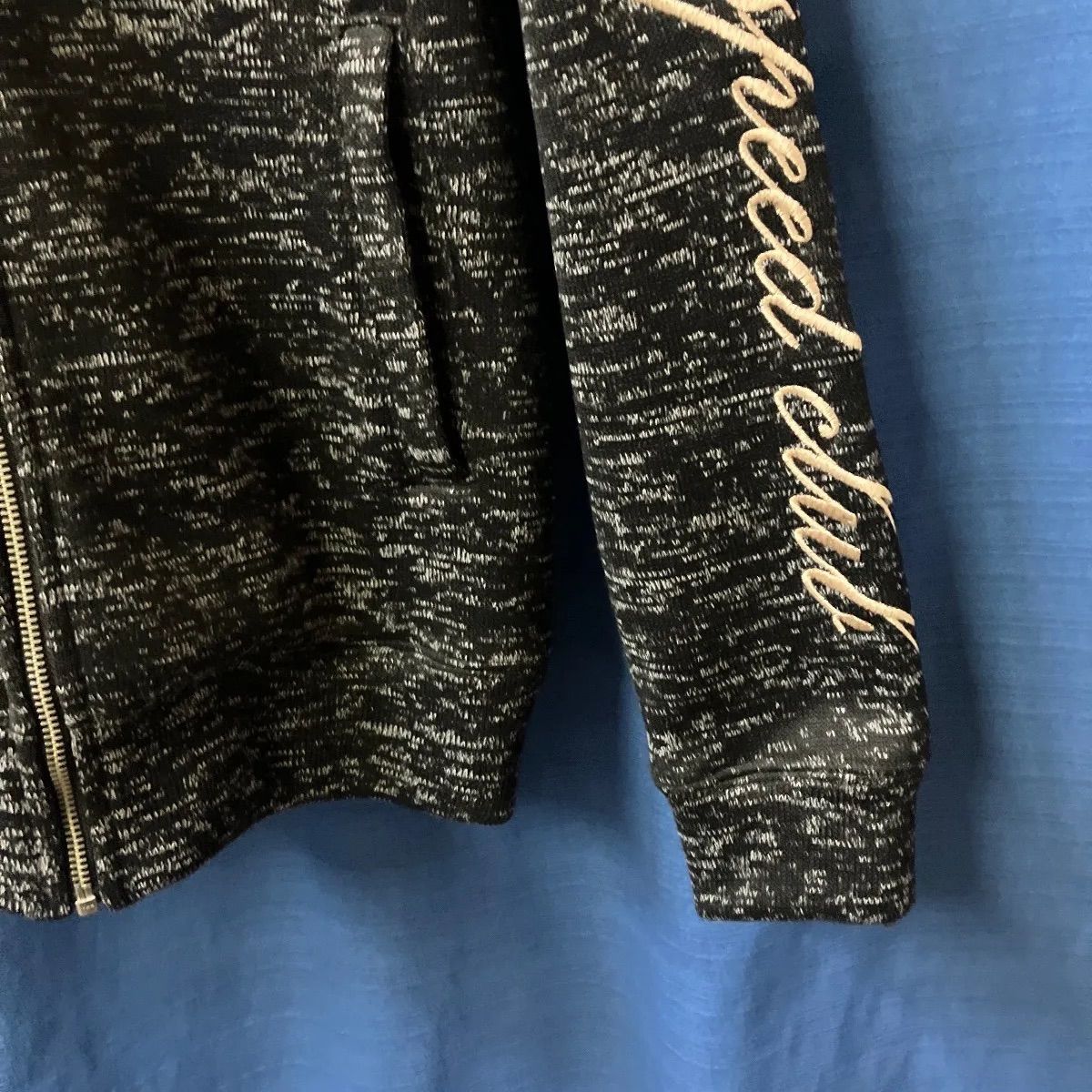 必見】Norton ニットブルゾン 刺繍ロゴ Mサイズ グレー ジップアップ