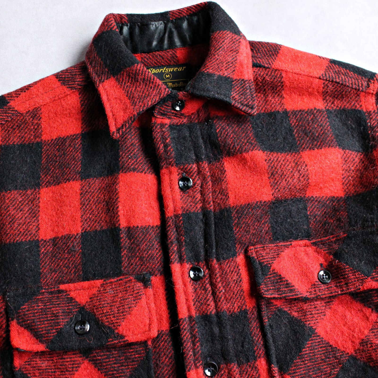 SEARS】60s ビンテージ マチ付き ネルシャツ ウールシャツ シアーズ